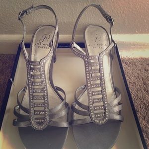 Adrianna Papell Silver Formal Low Heels Size 8